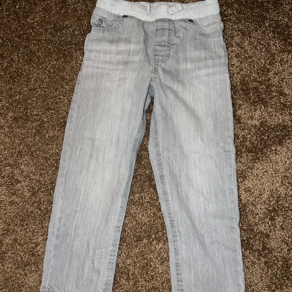 Gray Straight Fit Distressed Jeans
